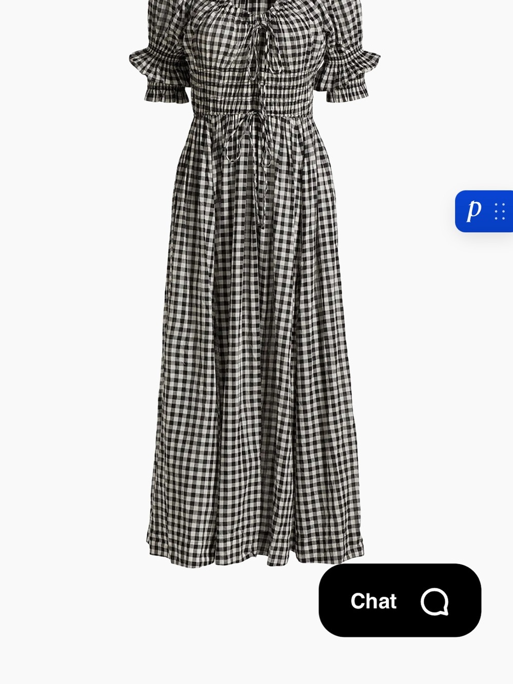 Doen Black & White Gingham Puff-Sleeve Maxi Dress - Picture 3 of 3